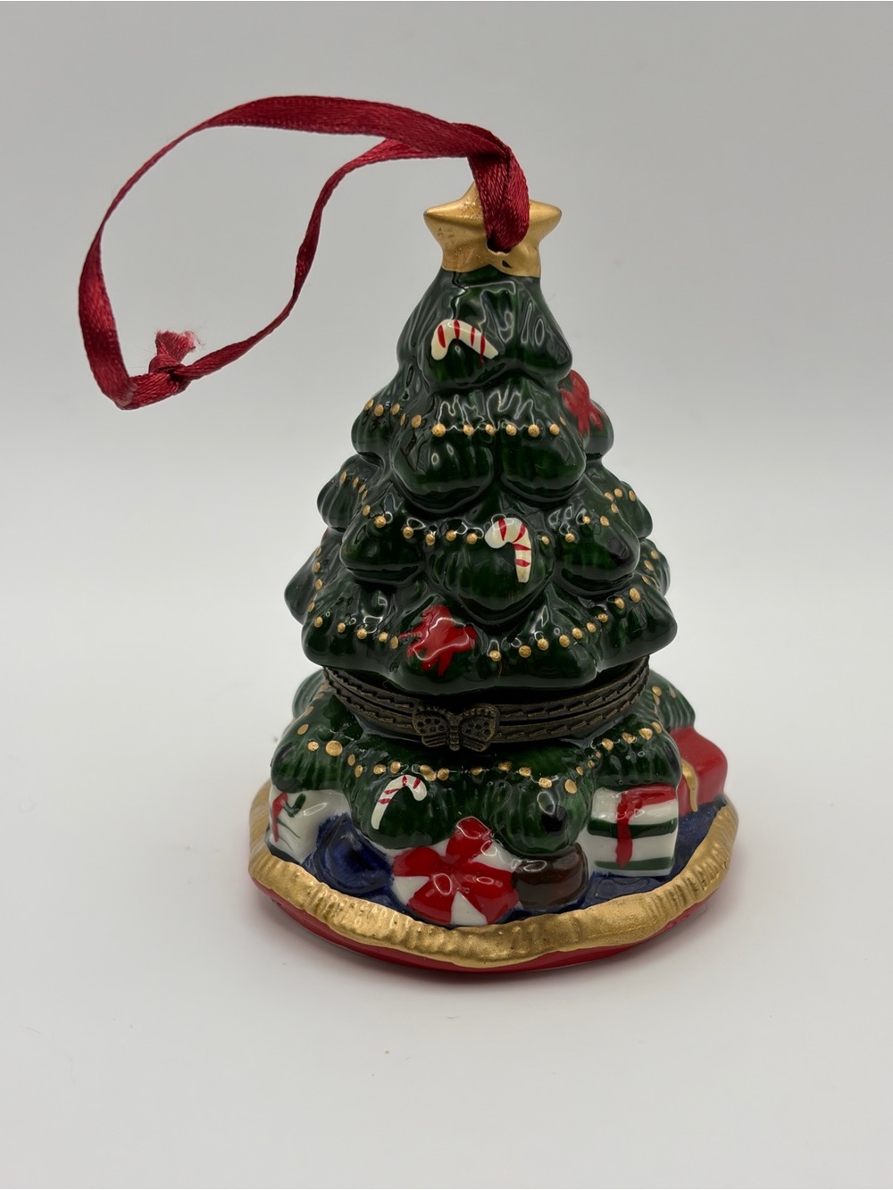 Christmas Tree Trinket Box Hinged Presents Under Tree